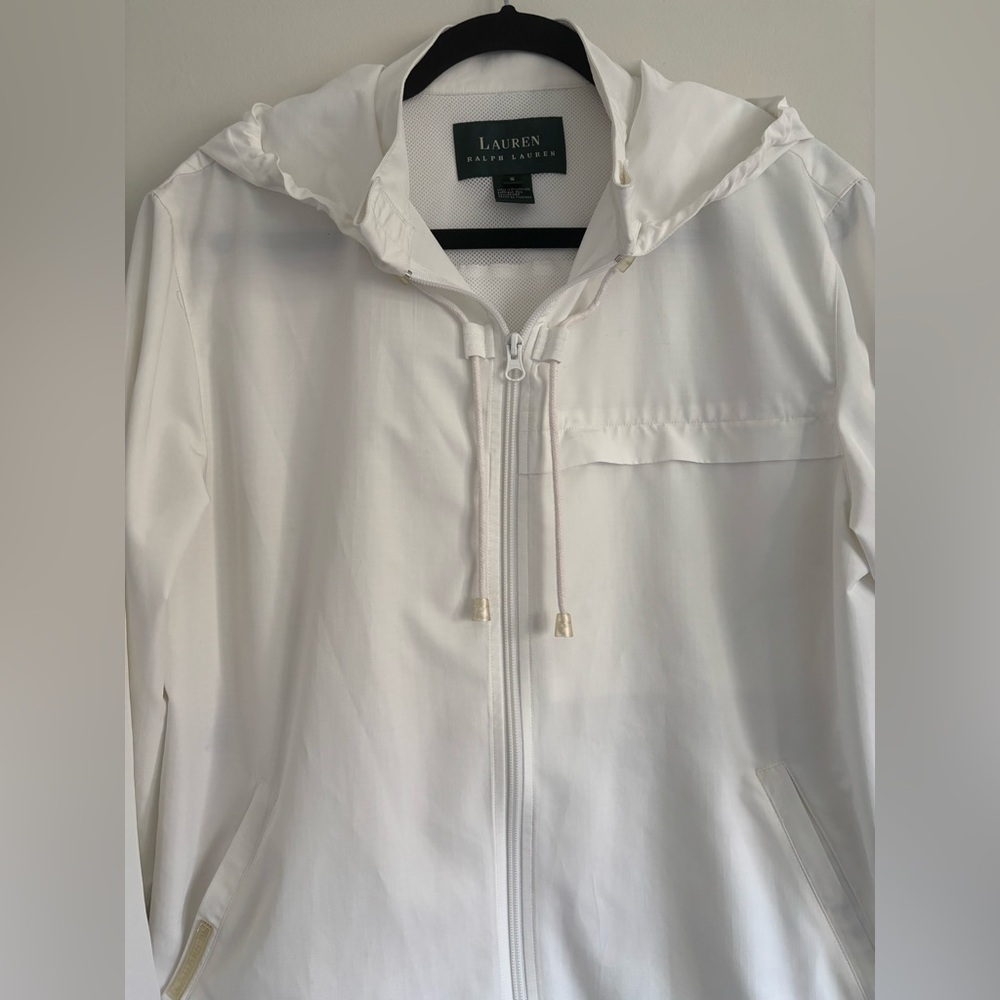 Lauren Ralph Lauren White Hooded Windbreaker Jacket | S